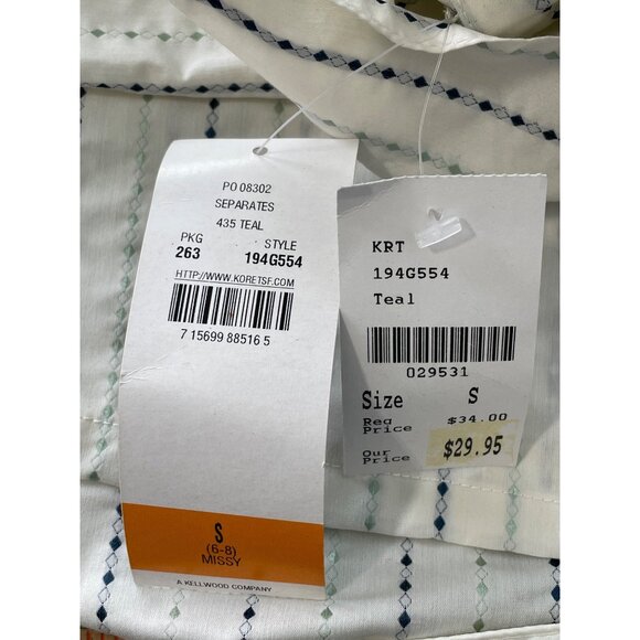 Vintage 90s Koret Button Front Shirt Size Small Stripe Embroided Deadstock NEW - Picture 5 of 7